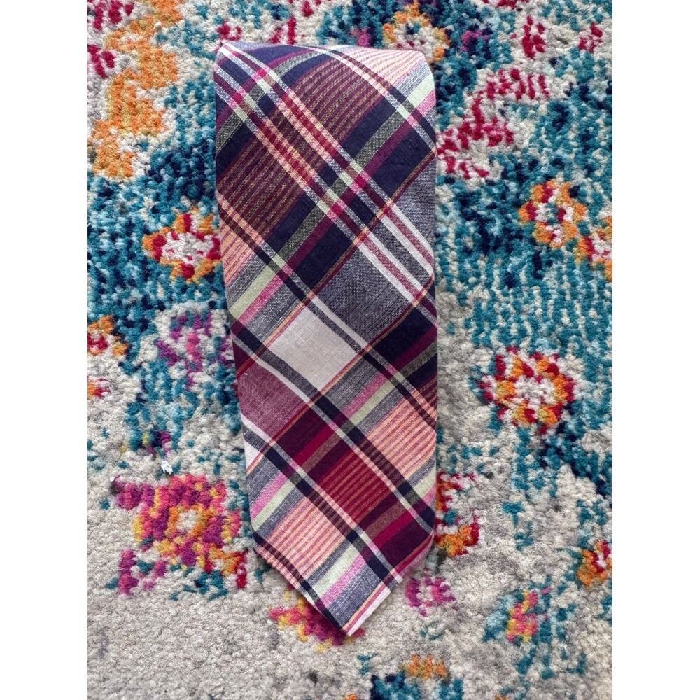 Vintage Pen West Pendleton Country Traditionals Plaid Linen Neck Tie‎